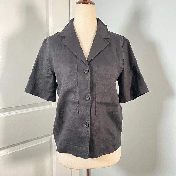 Everlane The Linen Workwear Shirt in black size XXS - Picture 5 of 10